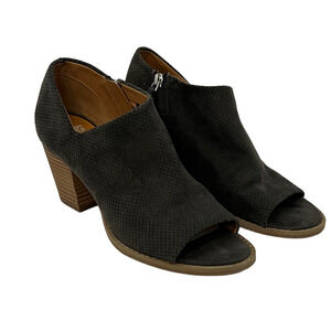 Dolce Vita DV8 Womens Open Toe Booties Size 8.5 Black Suede Perforated Side Zip